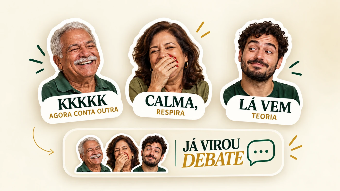 Exemplo de três participantes reunidos em um Pack do Grupo.